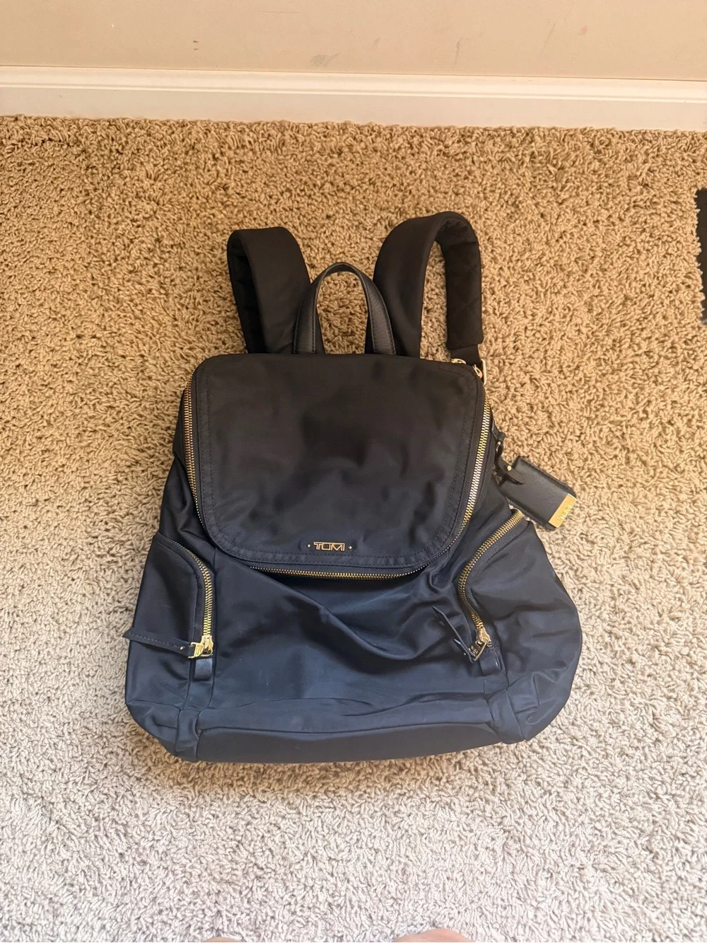 TUMI Black Nylon Backpack — Travel Daypack